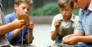 Crianças brincando de amarelinha ao ar livre