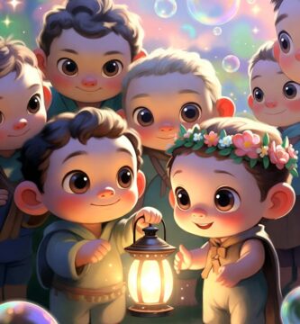 Criança usando a imaginação com personagens fantásticos