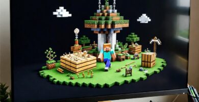 Decoração de festa Minecraft simples com blocos e personagens do jogo